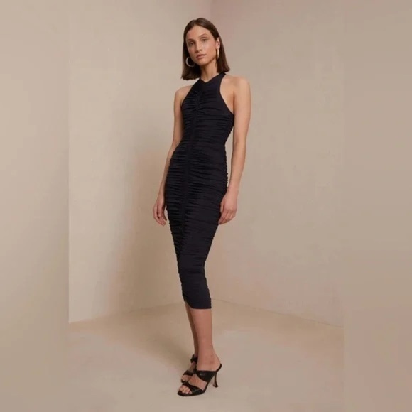 A.L.C Adrienne NWT Runched Midi Black Dress - Picture 6 of 6